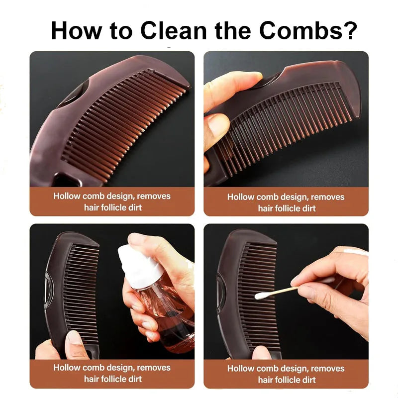 2pcs Dandruff Comb Set Hollow Tooth Button Combs Detoxing Comb Energy Massage Comb Scalp Psoriasis Combs Dandruff Removal Combs