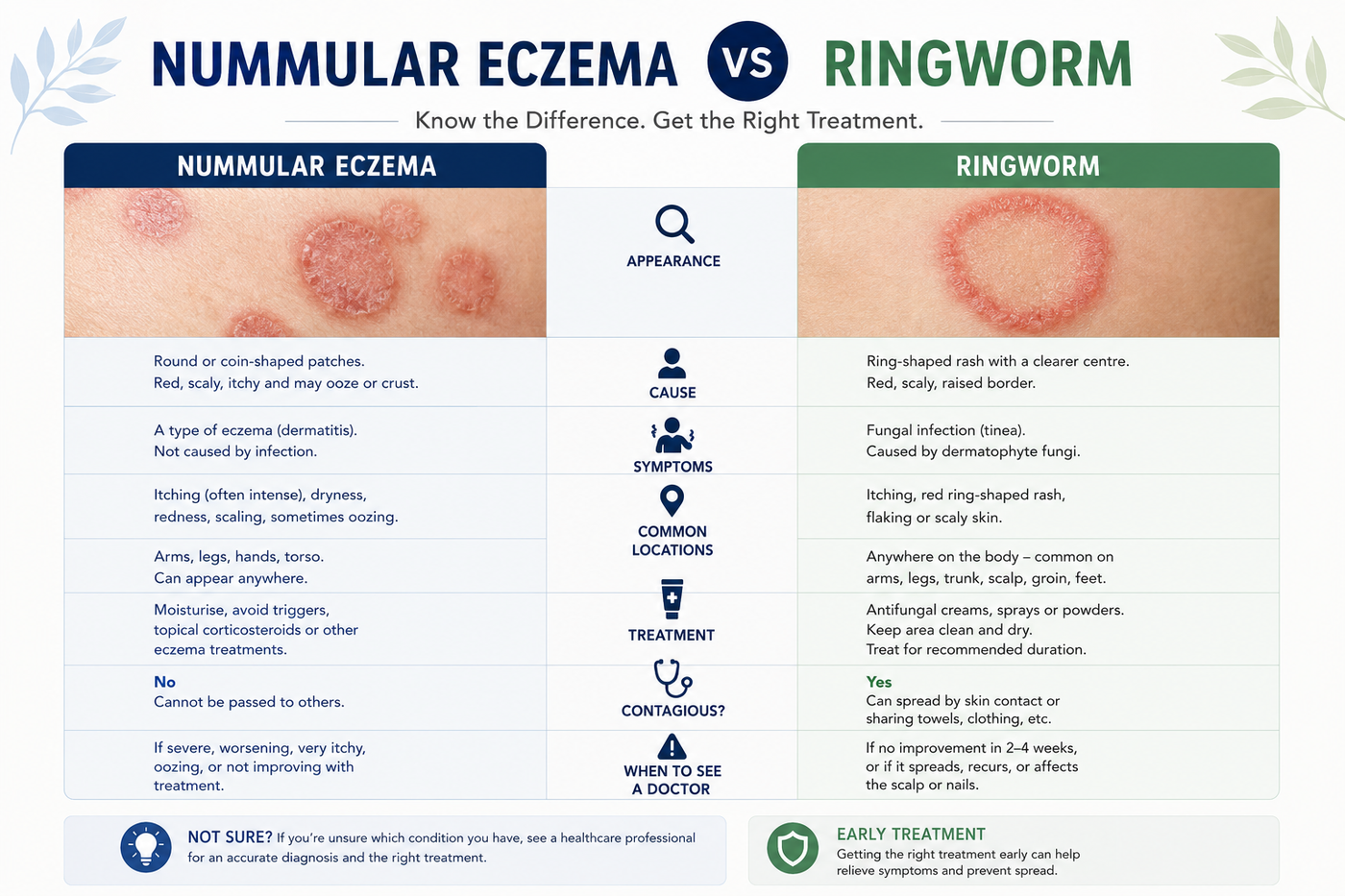 Nummular Eczema vs Ringworm Australia
