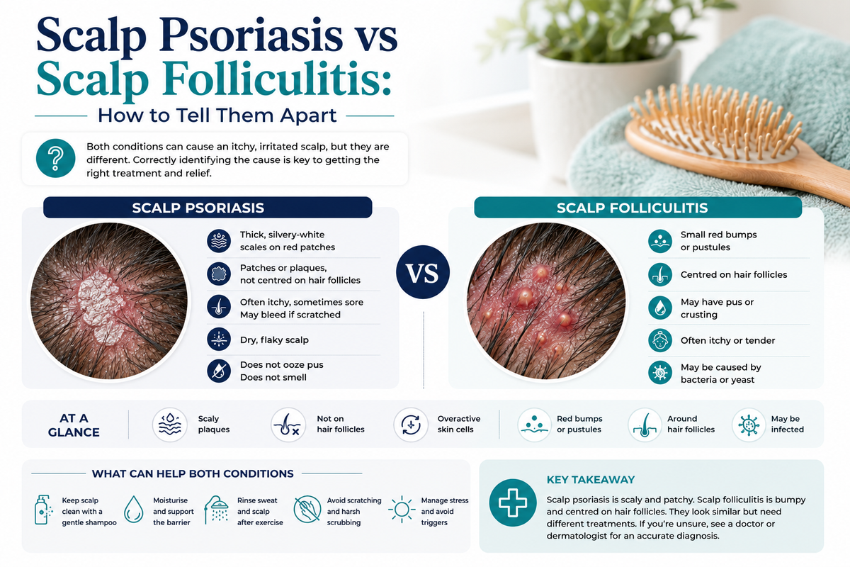 Scalp Psoriasis vs Scalp Folliculitis