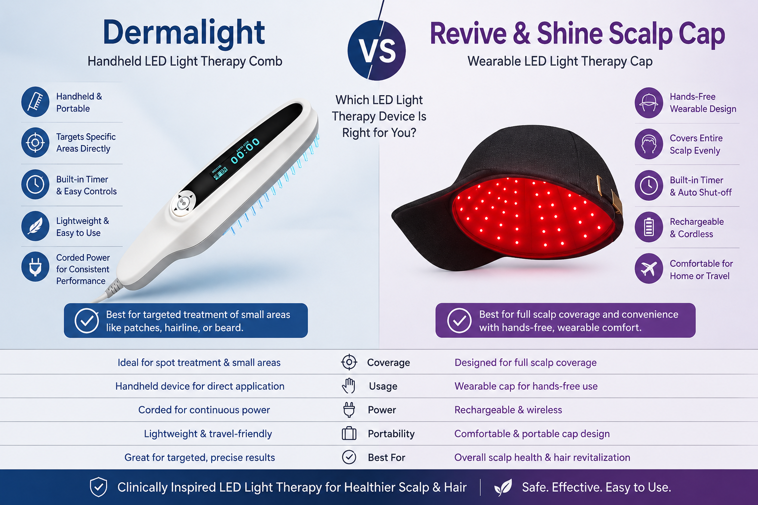 Dermalight vs Revive & Shine Scalp Cap Australia