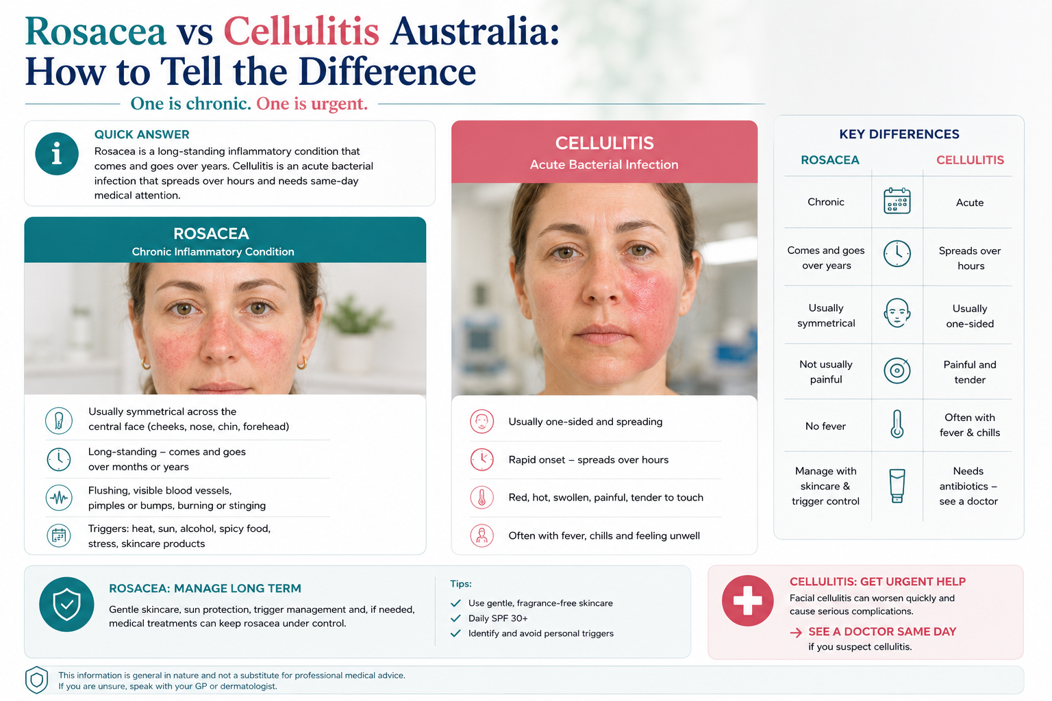 Rosacea vs Cellulitis Australia