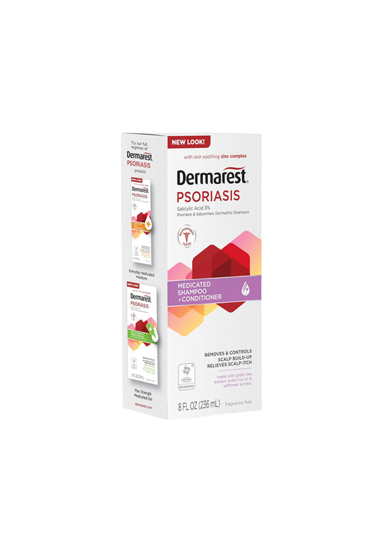 Dermarest Medicated Psoriasis Shampoo & Conditioner, with Salicylic Acid & Zinc Complex, Fragrance-Free, 236ml