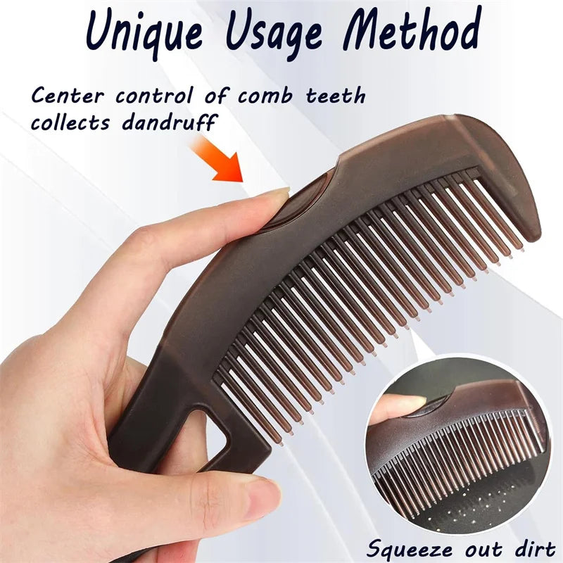 2pcs Dandruff Comb Set Hollow Tooth Button Combs Detoxing Comb Energy Massage Comb Scalp Psoriasis Combs Dandruff Removal Combs