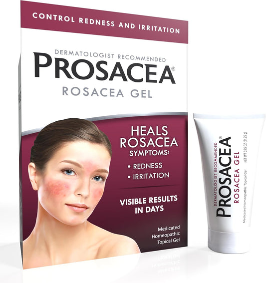 Prosacea Rosacea Gel tube and packaging for redness-prone facial skin