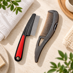 Dandruff & Scale Comb Set — Fine Metal + Wide Tooth