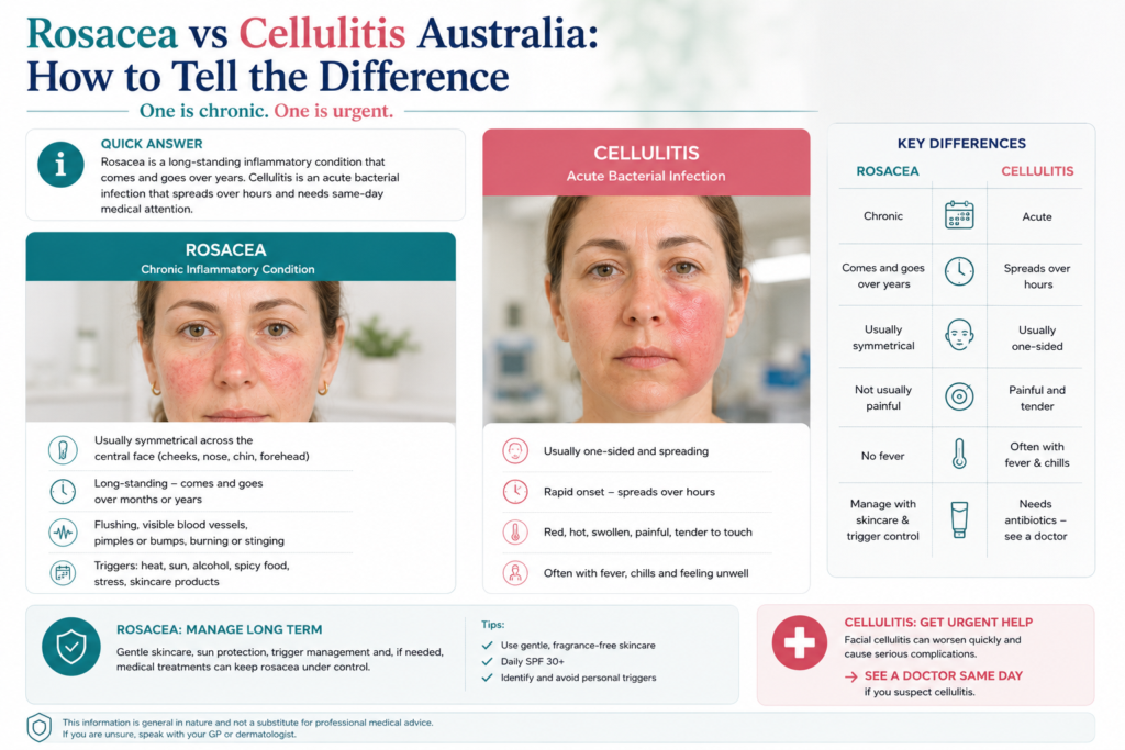 Rosacea vs Cellulitis Australia